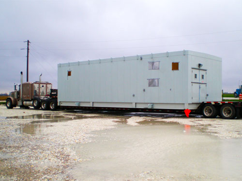 Crown control enclosure on a flat bed.