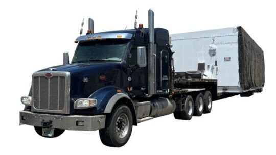 One of two rigs that delivered the split enclosure for the Western Avenue project in Knoxville, Tennessee